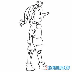 Раскраска буратино смотрит