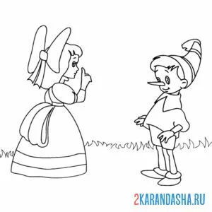 Раскраска мальвина и буратино