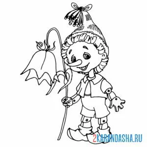 Раскраска буратино колокольчик