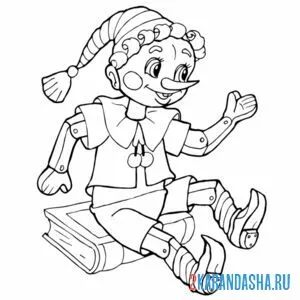 Раскраска кукла буратино