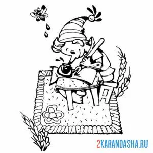 Раскраска буцратино учится