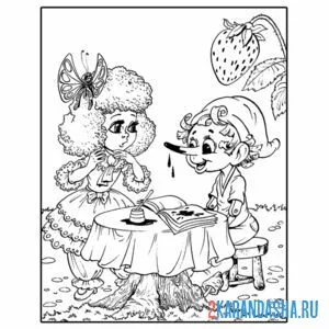 Раскраска буратино учится у мальвины