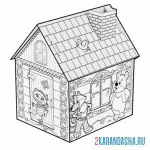 Раскраска теремок 3д