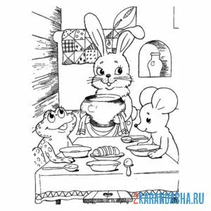 Раскраска живут и дружат теремок