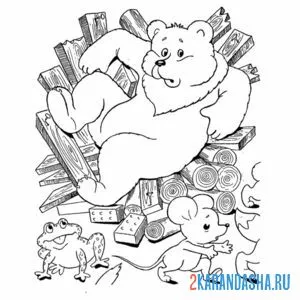 Раскраска медведь слома терем-теремок