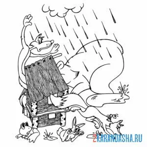 Раскраска мишка сломал теремок