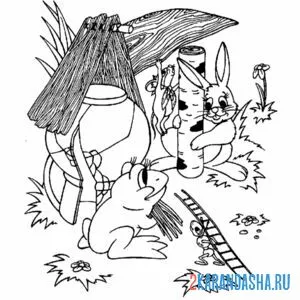 Раскраска строят заново теремок