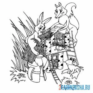 Раскраска строительство теремка