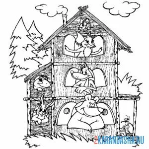 Раскраска новый большой теремок