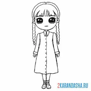 Раскраска уэнздей аддамс школьница