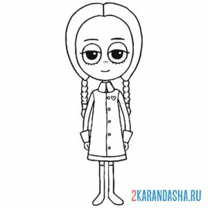 Раскраска уэнздей аддамс смешная