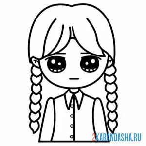 Раскраска уэнздей аддамс портрет