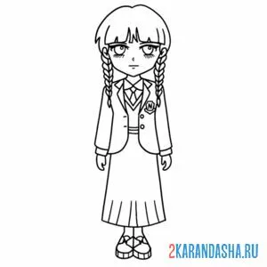 Раскраска уэнздей аддамс в форме