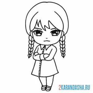 Раскраска wednesday addams
