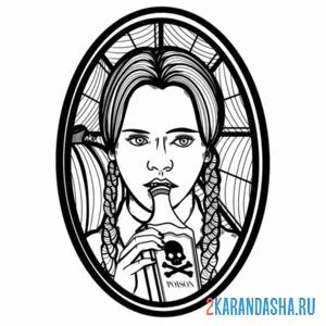 Раскраска уэнздей аддамс голова