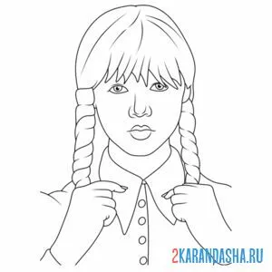 Раскраска уэнздей аддамс в рубашке