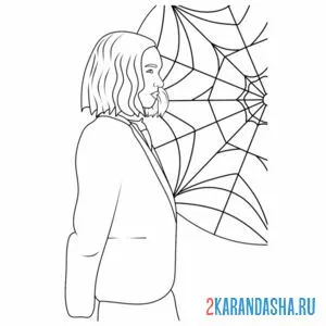 Раскраска уэнздей аддамс сбоку