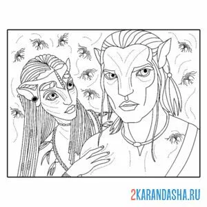 Раскраска нейтири и джейк салли