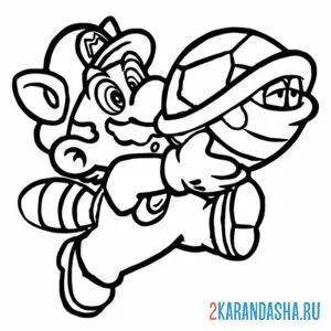 Раскраска марио черепашка