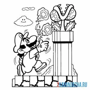 Раскраска марио труба