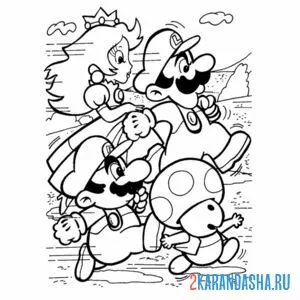 Раскраска персонажи марио