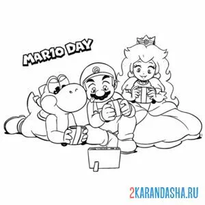 Раскраска день марио