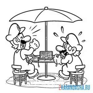 Раскраска луиджи и марио