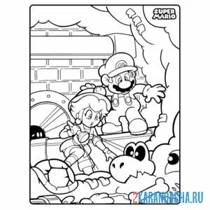 Раскраска марио и принцесса