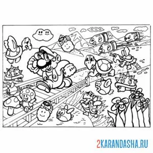 Раскраска сюжет марио