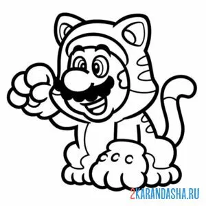 Раскраска котик-марио