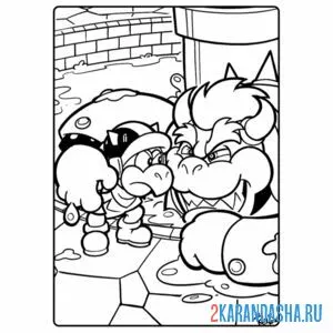 Раскраска боузер и черепашка