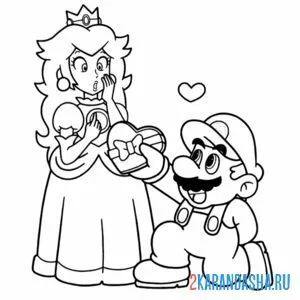 Раскраска марио делает предложение