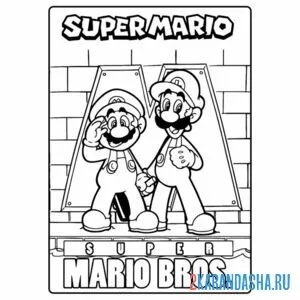 Раскраска супер-марио два персонажа