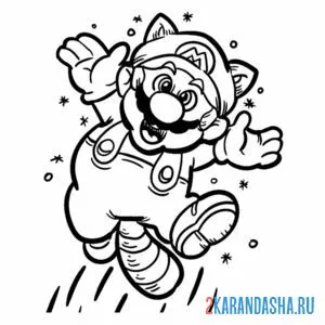 Раскраска марио-котик