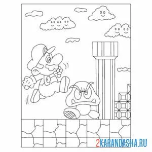 Раскраска марио идет к победе