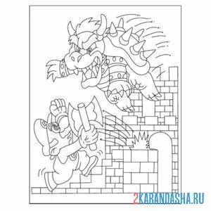 Раскраска боузер напал