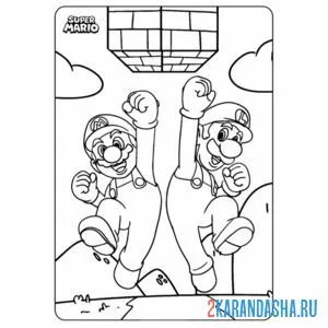 Раскраска команда луиджи и марио