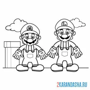 Раскраска марио, луиджи