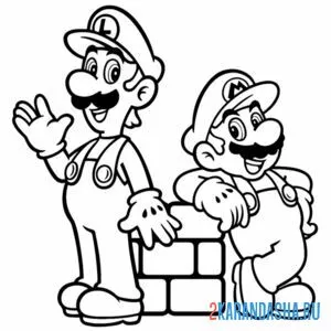 Раскраска луиджи с марио