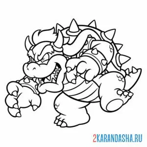 Раскраска боузер в супер-марио