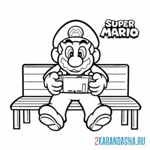 Раскраска марио на лавке