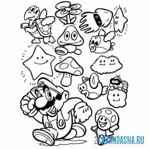 Раскраска все персонажи супер-марио
