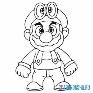 Раскраска главный персонаж марио