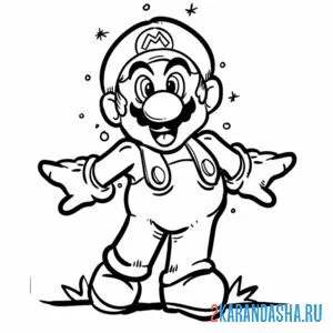 Раскраска марио счастлив
