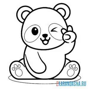 Раскраска панда подмигивает