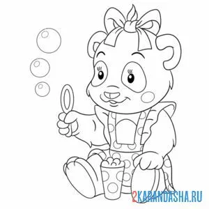 Раскраска девочка панда