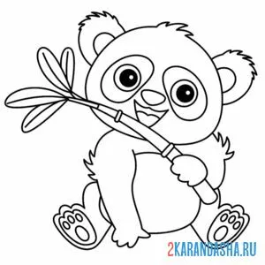 Раскраска панда кустик