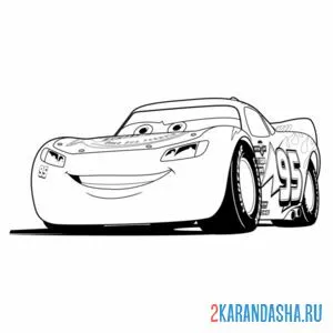 Раскраска улыбка молнии тачки-3