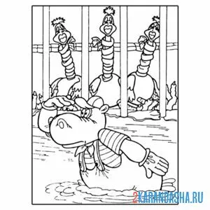 Раскраска бегемот айболит