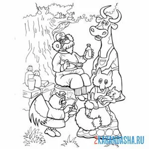 Раскраска айболит лечит животных